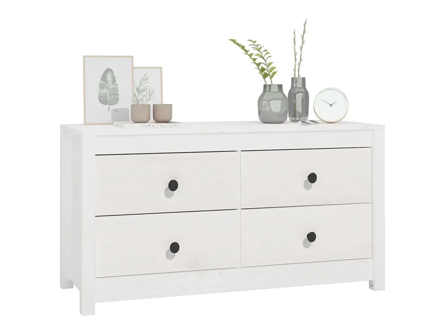 Armário de apoio 100x40x54 cm pinho maciço branco