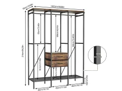 Armário de armazenamento de quarto grande guarda-roupa com cortina 149,5x50x214cm