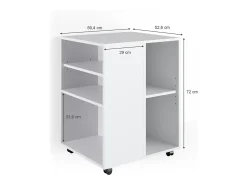 Armário de arquivo com rodas branco 59.4x52.6x72