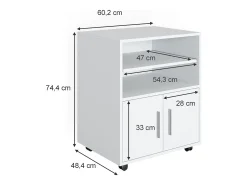 Armário de arquivo com rodas branco 48.4x60.2x74.4 novak