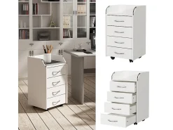 Armário de arquivo com rodas branco 36x40x65 gwendolyn
