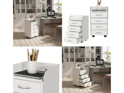 Armário de arquivo com rodas branco 36x40x65 gwendolyn