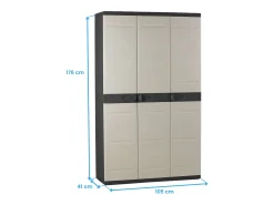Armário de Arrumação 3 Portas Titanium Bege e Preto 105x44x176 cm