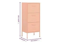 Armário de arrumação aço 42,5x35x101,5 cm rosa