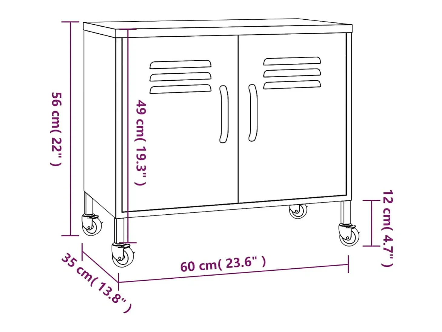 Armário de arrumação aço 60x35x56 cm branco