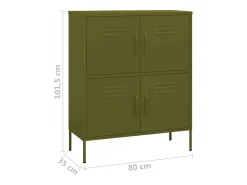 Armário de arrumação aço 80x35x101,5 cm verde-azeitona