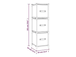 Armário de arrumação c/ 3 gavetas tecido 34x34x101 cm aço cinza