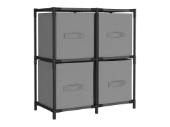 Armário de arrumação com 4 cestos tecido 63x30x71 cm aço cinza