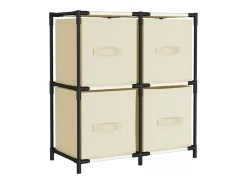 Armário de arrumação com 4 cestos tecido 63x30x71 cm aço creme