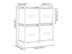 Armário de arrumação com 4 cestos tecido 63x30x71 cm aço creme