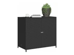 Armário de arrumação p/ jardim 83x45x76 cm vime PE preto