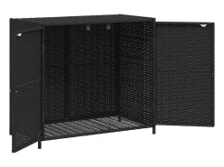 Armário de arrumação p/ jardim 83x45x76 cm vime PE preto