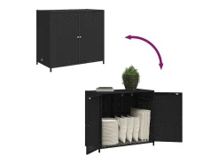 Armário de arrumação p/ jardim 83x45x76 cm vime PE preto