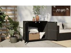 Armário de arrumação p/ jardim 83x45x76 cm vime PE castanho