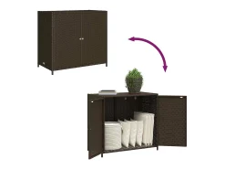 Armário de arrumação p/ jardim 83x45x76 cm vime PE castanho