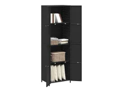 Armário de arrumação p/ jardim 59x40x180 cm vime PE preto