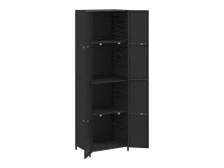 Armário de arrumação p/ jardim 59x40x180 cm vime PE preto