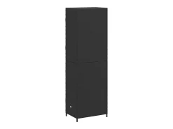 Armário de arrumação p/ jardim 59x40x180 cm vime PE preto