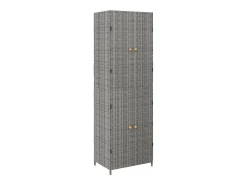 Armário de arrumação p/ jardim 59x40x180 cm vime PE cinza