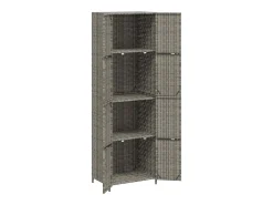 Armário de arrumação p/ jardim 59x40x180 cm vime PE cinza