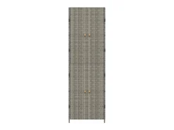 Armário de arrumação p/ jardim 59x40x180 cm vime PE cinza