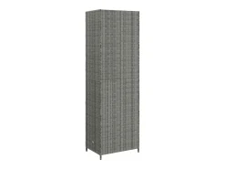 Armário de arrumação p/ jardim 59x40x180 cm vime PE cinza