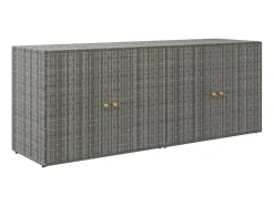 Armário de arrumação p/ jardim 198x55,5x80 cm vime PE cinzento