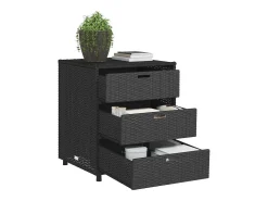 Armário de arrumação p/ jardim 55x59x69 cm vime PE preto
