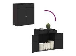 Armário de arrumação p/ jardim 105x55x113 cm vime PE preto