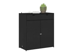 Armário de arrumação p/ jardim 105x55x113 cm vime PE preto