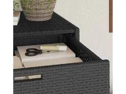 Armário de arrumação p/ jardim 105x55x113 cm vime PE preto