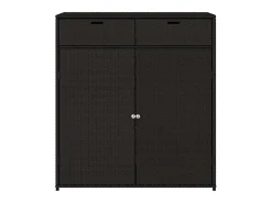 Armário de arrumação p/ jardim 105x55x113 cm vime PE preto