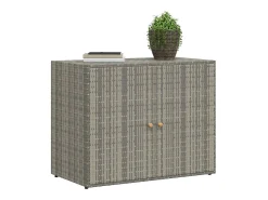 Armário de arrumação p/ jardim 100x55,5x80 cm vime PE cinzento