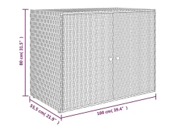 Armário de arrumação p/ jardim 100x55,5x80 cm vime PE cinzento