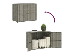 Armário de arrumação p/ jardim 100x55,5x80 cm vime PE cinzento