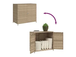 Armário de arrumação p/ jardim 83x45x76 cm vime PE bege