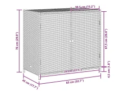 Armário de arrumação p/ jardim 83x45x76 cm vime PE bege