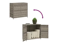 Armário de arrumação p/ jardim 83x45x76 cm vime PE cinzento