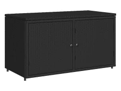 Armário de arrumação para jardim 110x55x60,5 cm vime PE preto