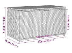 Armário de arrumação para jardim 110x55x60,5 cm vime PE preto
