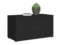 Armário de arrumação para jardim 110x55x60,5 cm vime PE preto