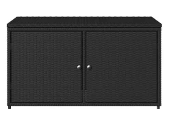 Armário de arrumação para jardim 110x55x60,5 cm vime PE preto