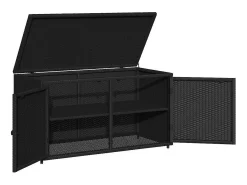 Armário de arrumação para jardim 110x55x60,5 cm vime PE preto