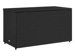 Armário de arrumação para jardim 110x55x60,5 cm vime PE preto