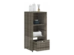 Armário de arrumação para jardim 50x55x115 cm vime PE cinzento