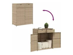 Armário de arrumação para jardim 105x55x113 cm vime PE bege