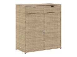 Armário de arrumação para jardim 105x55x113 cm vime PE bege