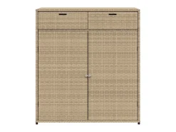 Armário de arrumação para jardim 105x55x113 cm vime PE bege