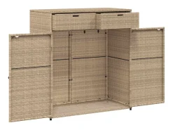 Armário de arrumação para jardim 105x55x113 cm vime PE bege