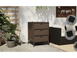 Armário de arrumação para jardim 55x59x69 cm vime PE cinzento